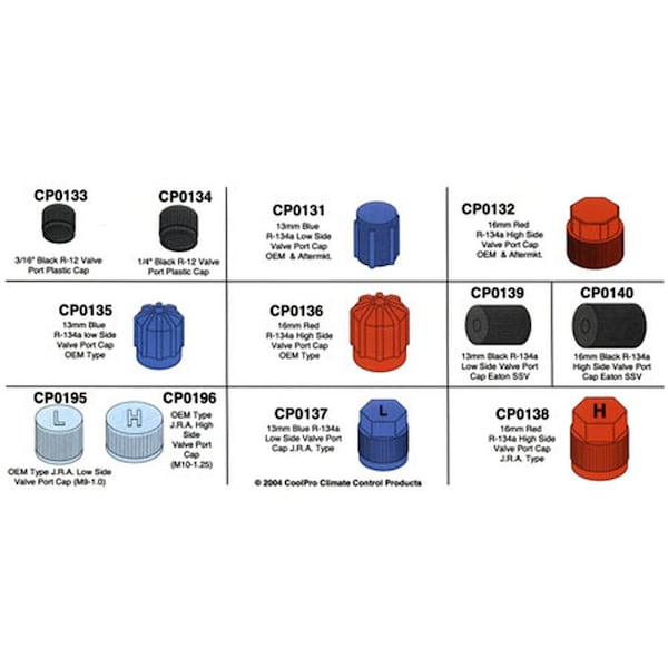 Aftermarket JRA OEM Style Low Side Valve Port Cap M910, 4PK A-CP0195-AI - main